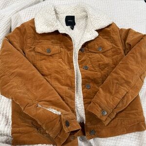 Forever 21 Brown Velour 100% Cotton Sherpa Lined Jacket Women's Size S